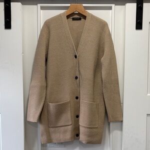 Ann Taylor Tan Long V-Neck Cardigan Sweater Size Medium